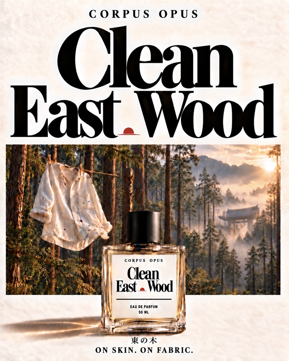Clean East. Wood perfume and artwork